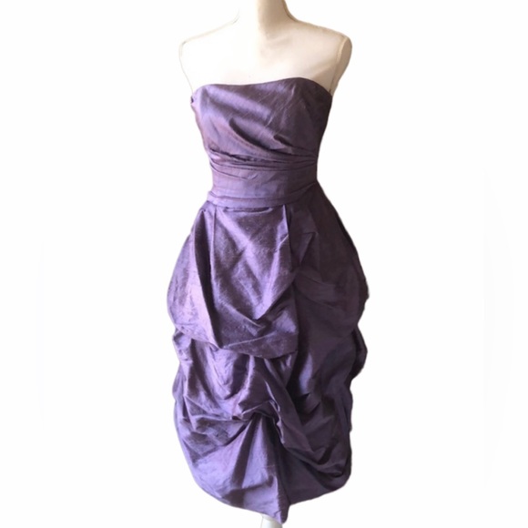 Vintage WATTERS & WATTERS Silk Shantung Strapless Bubble Midi Dress 4 - Picture 6 of 6